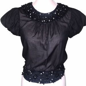 Diane Von Furstenberg Embellished Blouse Black 2
